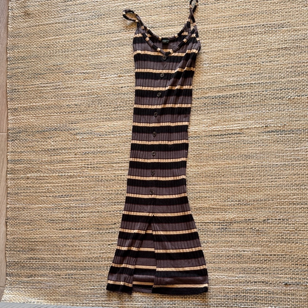 Wild Fable Black and Brown Striped Maxi Dress